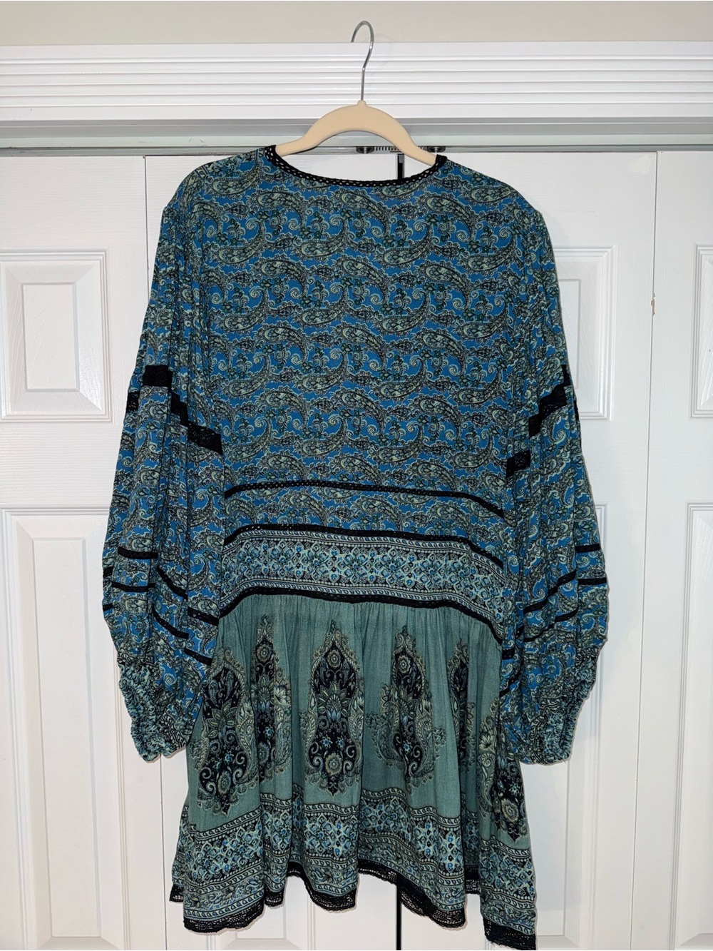 Free People Luna Scarf Paisley Print Boho V-Neck Tunic Mini Dress - Picture 2 of 6